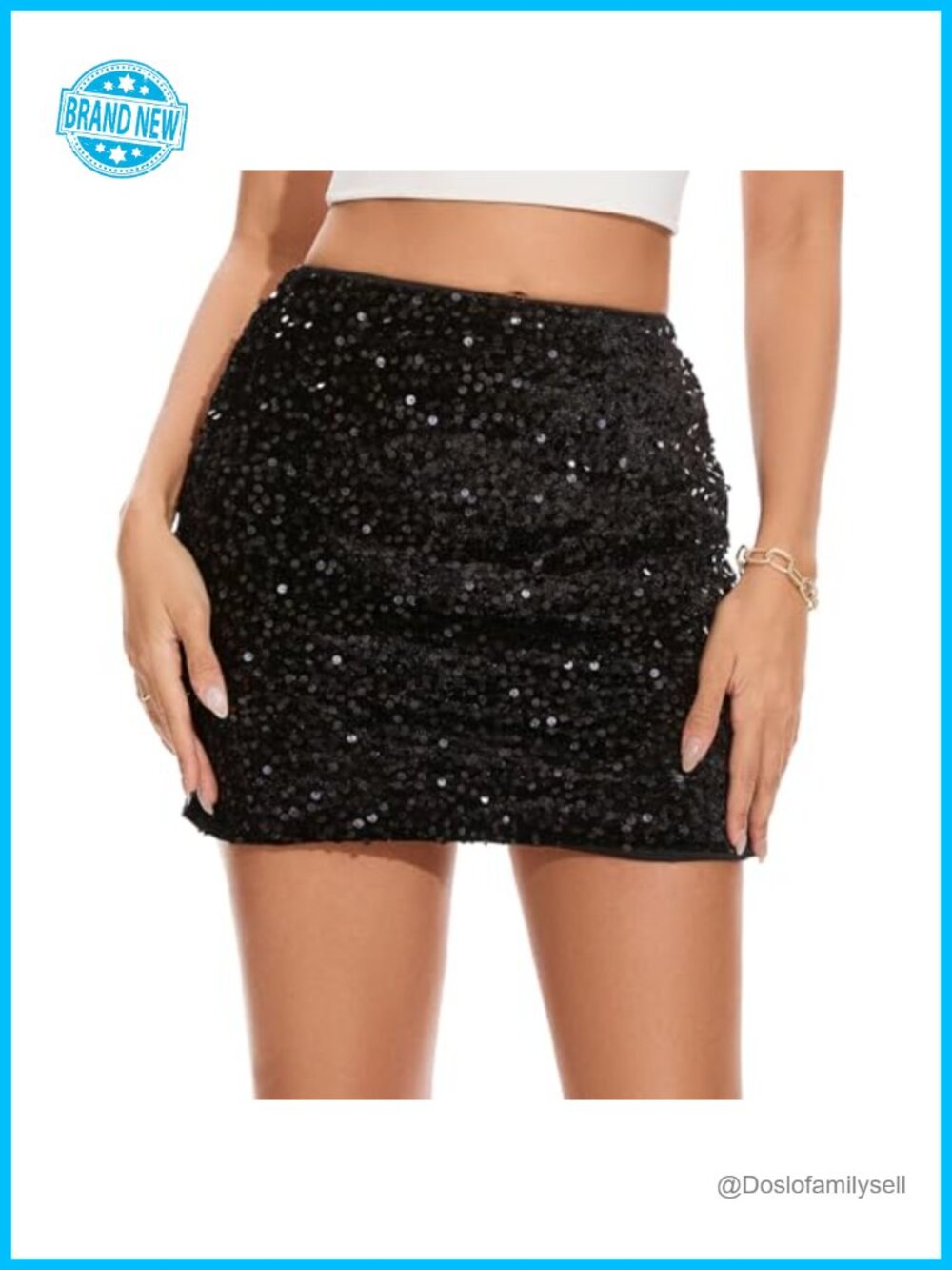 KASBAH Sequin Mini Skirt Stretchy Bodycon Sparkly Party Club Night Out